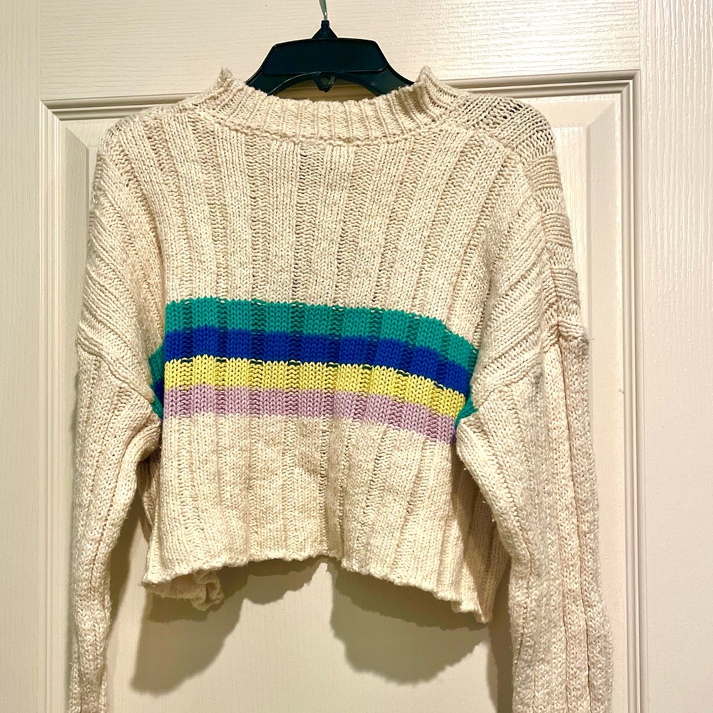 white cropped sweater
